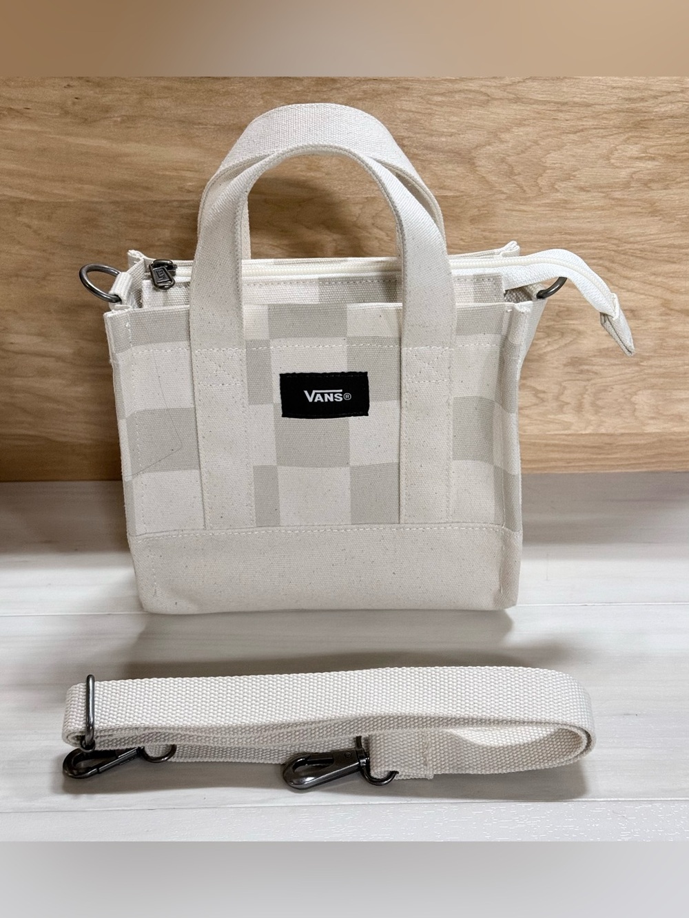 Vans Cream Checkered LiL Pergs Canvas Tote Bag 💕✅ - Picture 2 of 2